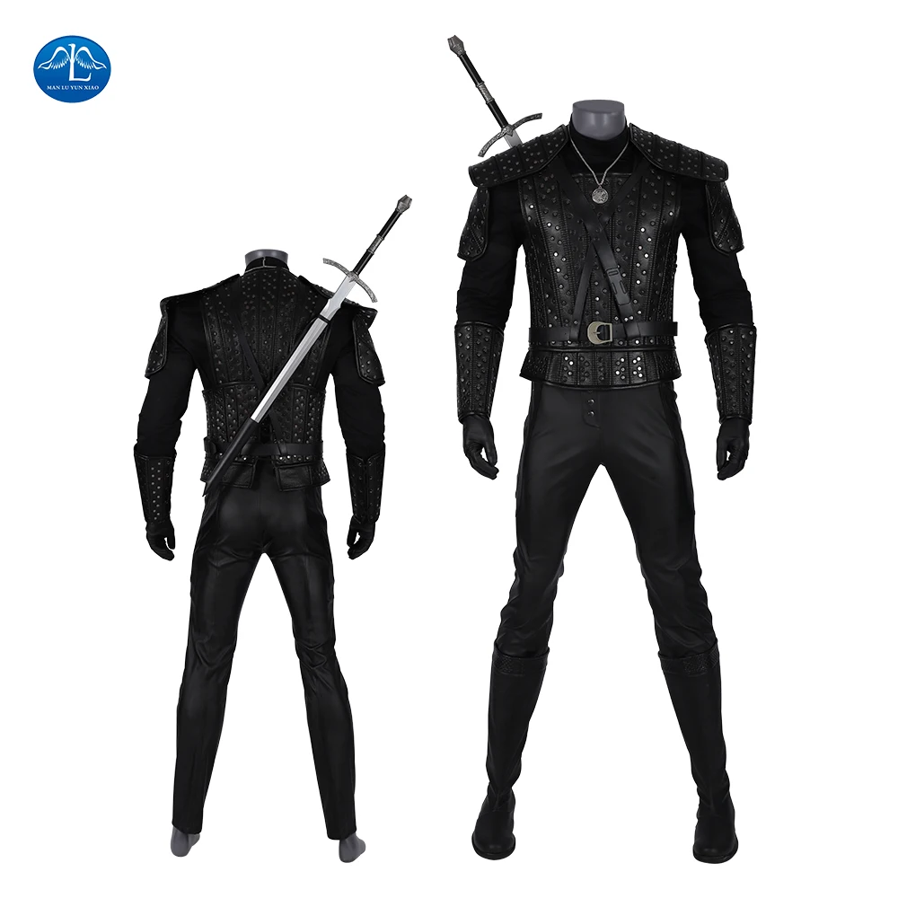 Manluyunxiao Geralt of Rivia Cosplay Costume Geralt Halloween Costumes Men Leather Jackets Armor Outfit Adult Any Size