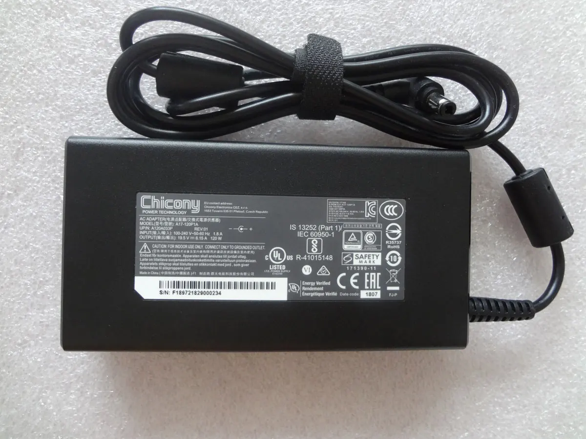 NEW OEM Chicony 19.5V 6.15A 120W A17-120P1A A12-120P1A AC Adapter For Clevo NH58RAQ GTX1650 Laptop Original Slim Charger