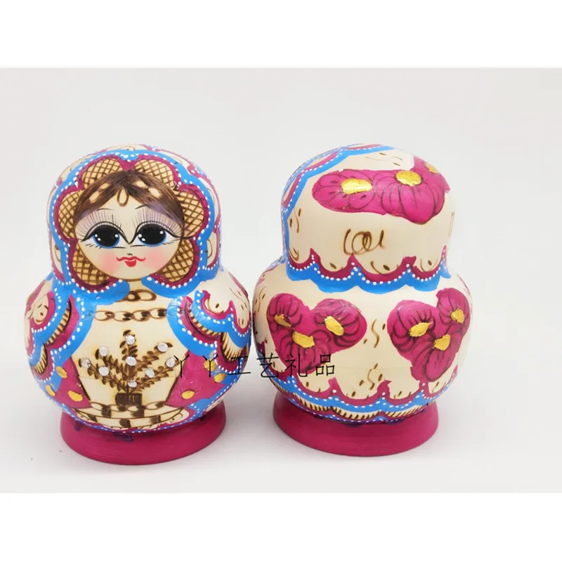 

10 Pcs/set Little Tree Belly Wood Made Matryoshka Doll Ethnic Dolls Wooden Doll Children Birthday Gifts New Year Gifts