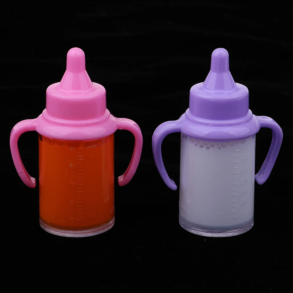 

Baby Doll Feeding Bottles Liquid Disappearing Milk & Orange Juice Feeder For Newborn Doll Nursing Accessory 2 Pieces