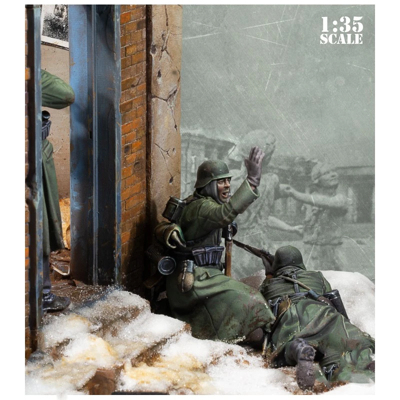 Модель из смолы GK 1/35 военная тема Второй мировой войны (три человека с сценами)