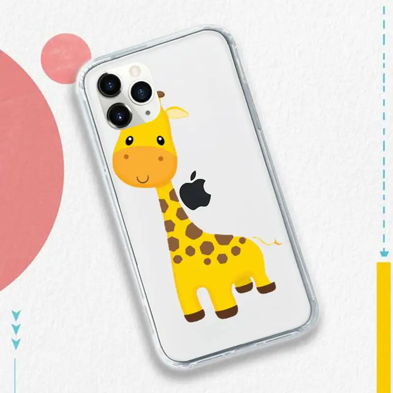 

Cute Cartoon Giraffe Phone Cases Transparent soft For iphone 5 5s 5c se 6 6s 7 8 11 12 plus mini x xs xr pro max