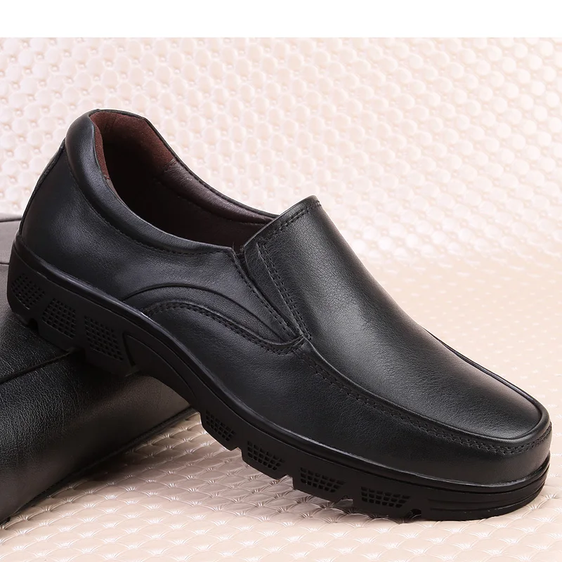 Мужские уличные туфли с мехом натуральная кожа Нескользящие повседневная обувь