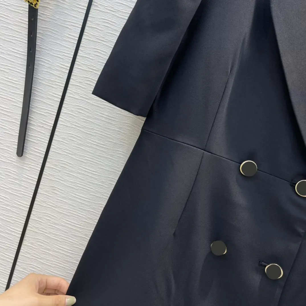 

Handsome Solid Suit Dress for Women 2021 New Summer Lapel Short Sleeve Suit Dress Office Lady Double Breasted Slim Suit Dresses