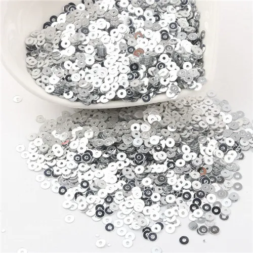 silver Мини блестки 3 мм, плоские круглые ПВХ свободные блестки разноцветные Блестки для крафтовые украшения на свадьбу одежды платье DIY аксессуар 20 г - Цвет: silver