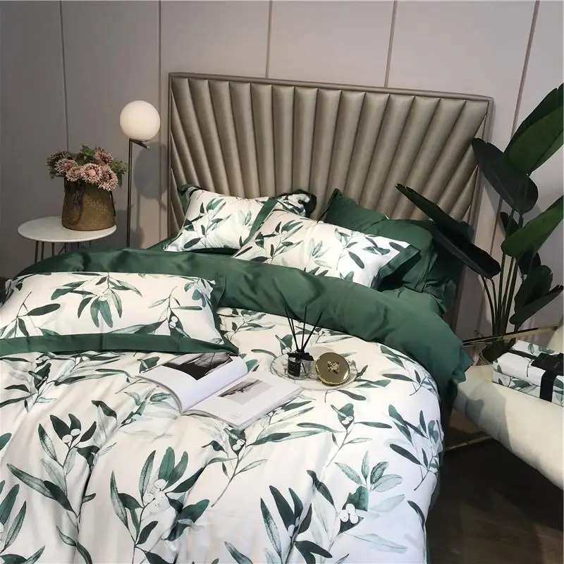42 Зеленый постельные принадлежности с изображением листьев комплекты