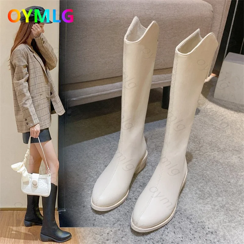

Long boots female net red thin thin boots white boots mid-heel high boots but knee boots 2021 new knight boots