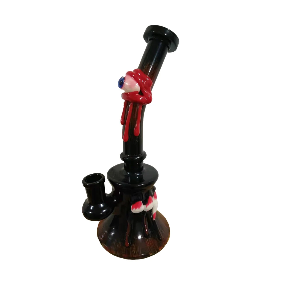 

Vase Glass Hookah Waterpipe Comes With 1pc Bowl Shisha Black Eye Teeth Painted Chicha Tube Oil Collector For Smoking Dab Rig