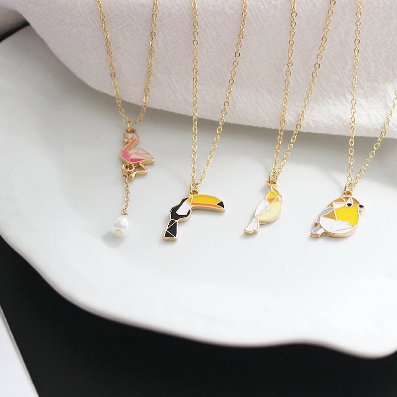 Модные ювелирные аксессуары эмалированный попугай Фламинго Тукан птица кулон