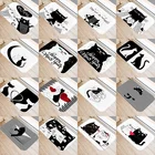 Коврик для кухонной и входной двери с принтом милого кота 40*60 см, бархатный ковер кораллового цвета, резиновый яркий коврик для дома, нескользящий коврик 48076