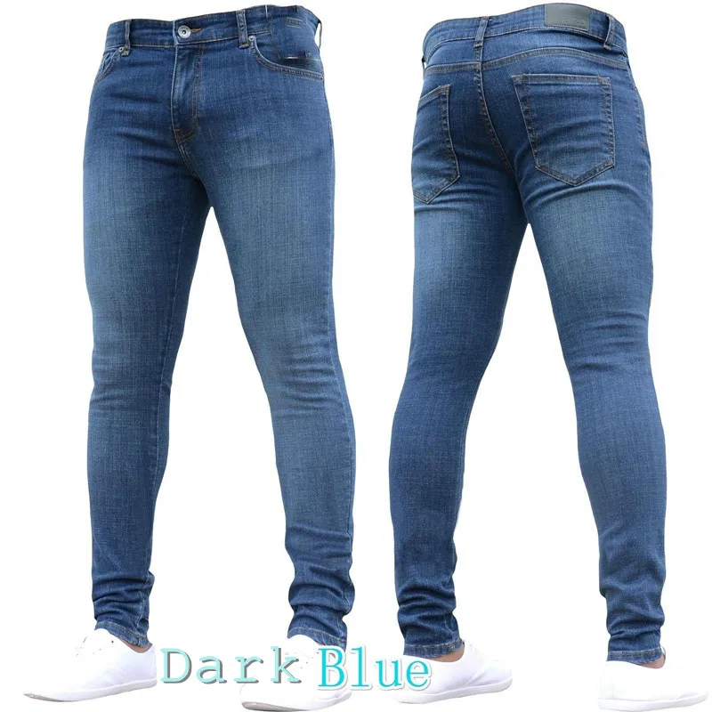 Джинсы мужские Стрейчевые однотонные повседневные джоггеры классические модные