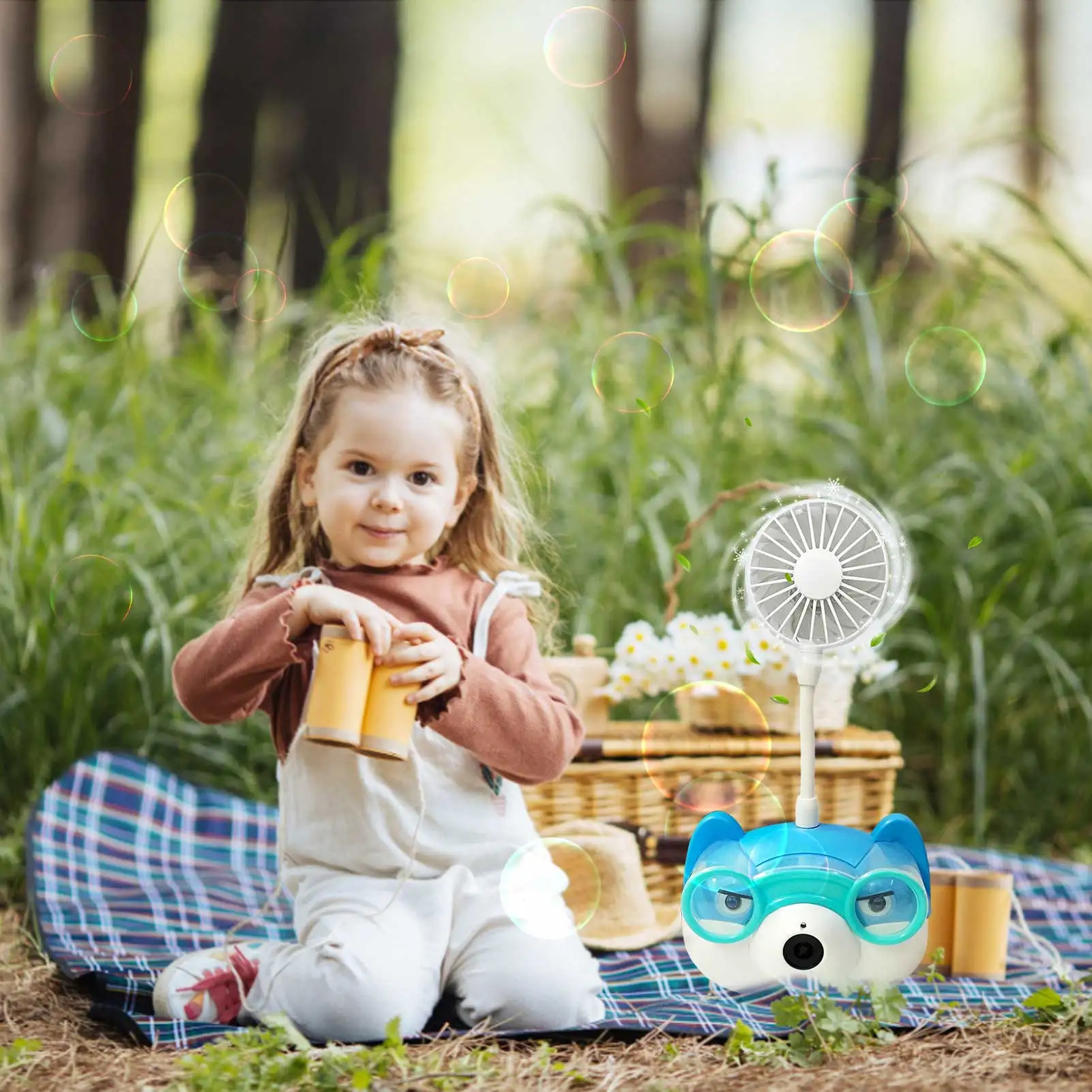 

New Summer Kids Fun Bubble Machine With Fan Automatic Bubble Blower With Music Electric Bubble Maker Toy Outdoor Toys For Kids