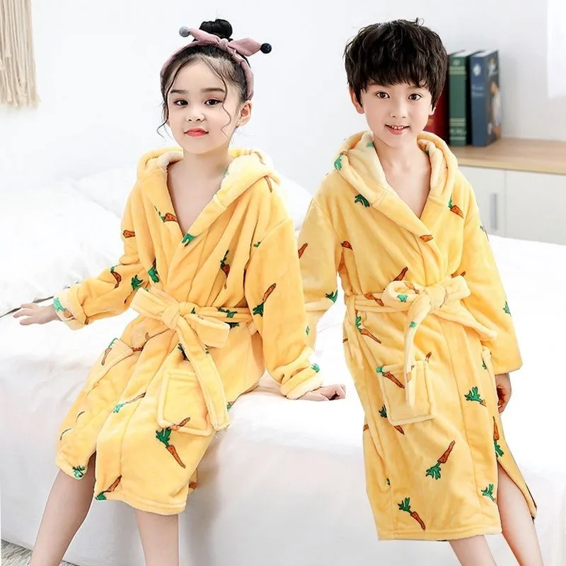 Халат для маленьких девочек Фланелевое кимоно банное платье Детская ночная