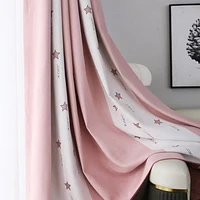 custom made thicken cashmere jacquard blackout star printed curtains with lace tulle fabric for home living room window decor