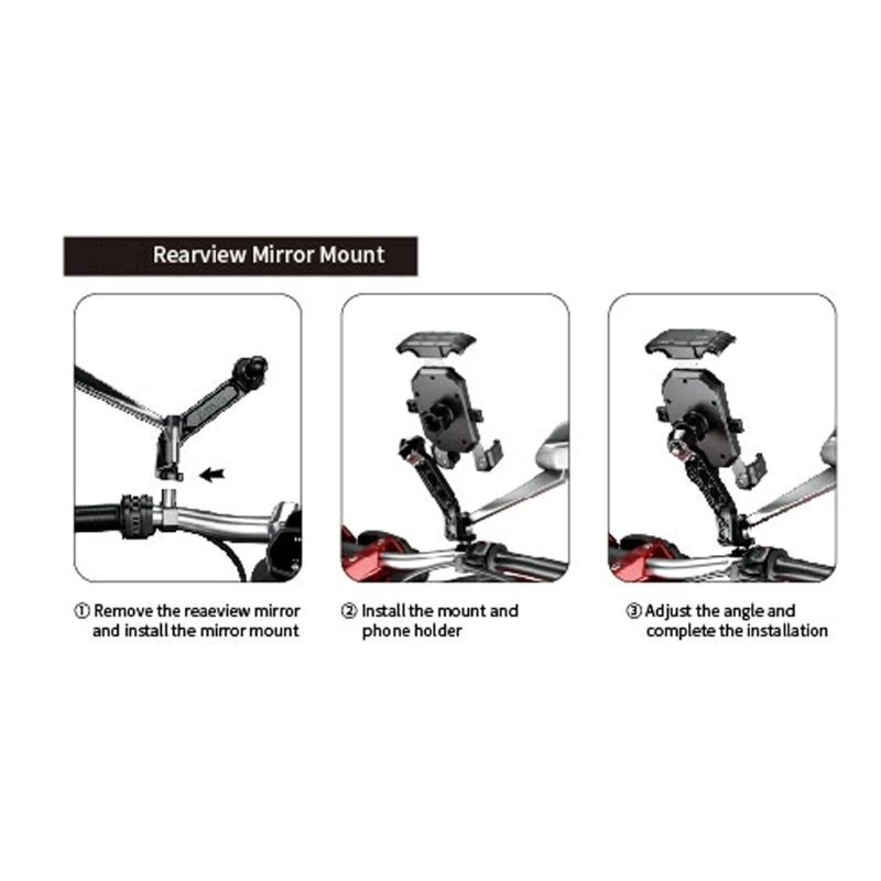 

28GE Motorcycle Wireless Charger Type C PD Fast Charger Rear-view Mirror Phone Holder