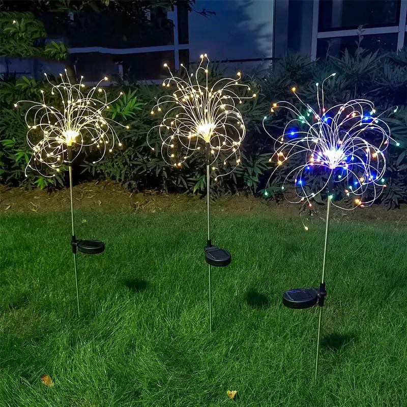 

Solar Outdoor Fireworks Shape Lights 90/120/150 LED Backyard Walkway Lights Pathway Fairy LED Suit for Garden Fence Patio Garage