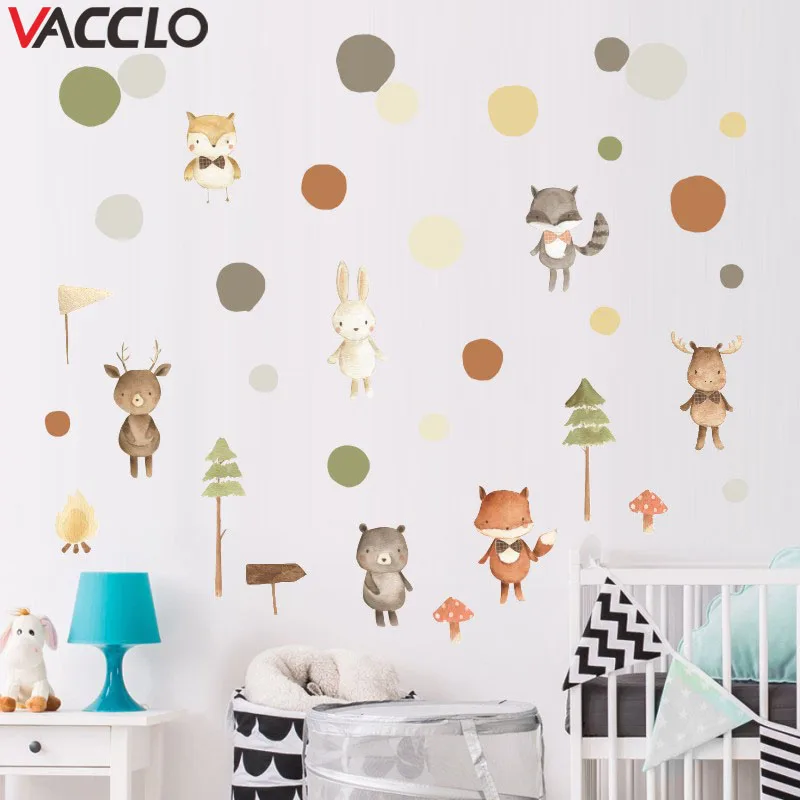 Vacclo скандинавский стиль животные белка кролик лиса круг обои для детской комнаты