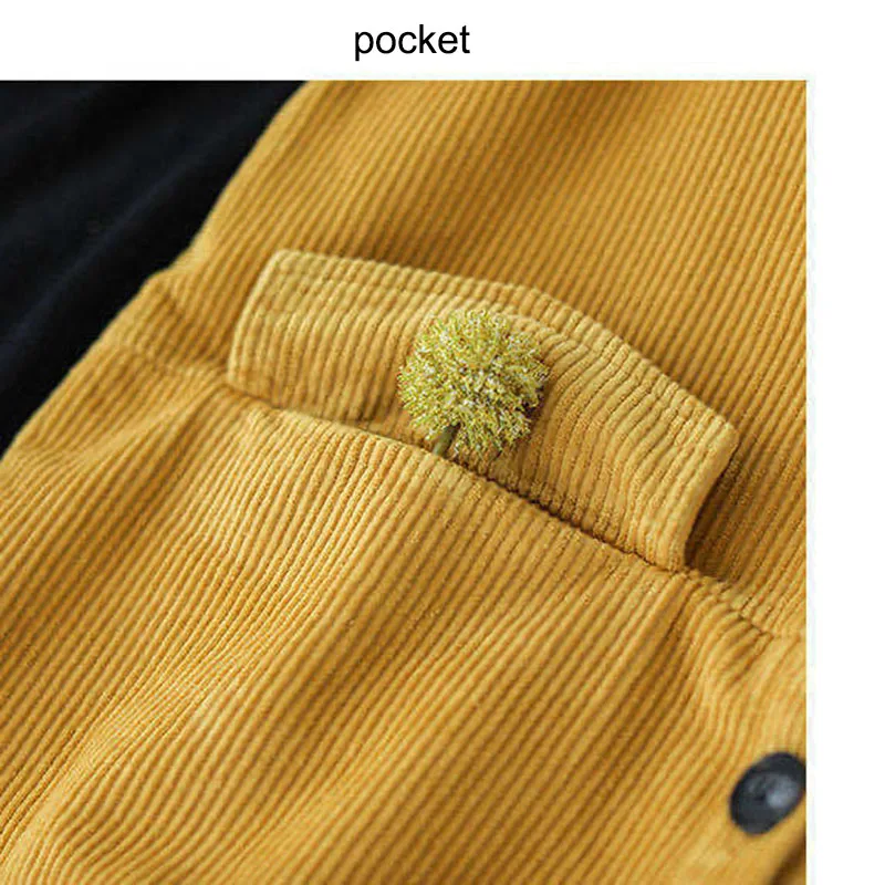 

Vintage Turndown Collar Single-Breasted Corduroy Jacket Women Casual Thin Long Sleeve Short Coats Solid Double Pocket Outerwear