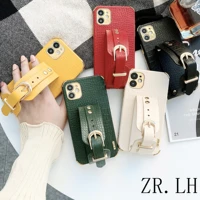 vintage crocodile pattern texture pu strap leather phone case for iphone 13 11 12 pro xs max xr x 7 8 plus se 2020 back cover