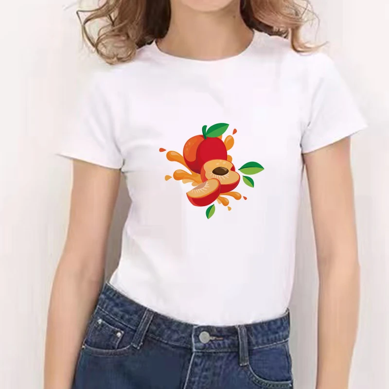 

Cute Fruit Graphic Print Tshirt White Tees Fashion White T-Shirt 90s Cute Art Tee Hipster Grunge Top streetclothing