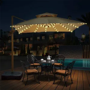 Пляжный зонтик, светодиодный светильник 104 на солнечной энергии, медный провод, светодиодный светильник, наружный подвесной зонтик, садовый светильник для патио