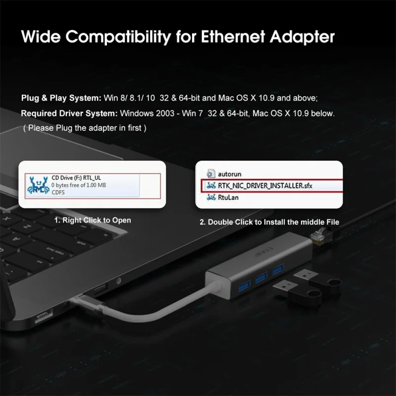 

EDUP USB C HUB 1000Mbps 3 Ports USB 3.0 Type C HUB USB to Rj45 Gigabit Ethernet Adapter for MacBook Laptop Computer Accessories