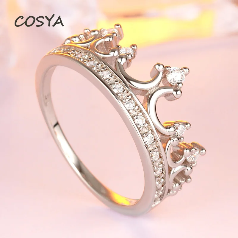 

COSYA 100% 925 Sterling Silver Crown Temperament Queen High Carbon Diamond Wedding Ring High Quality Fine Jewelry Birthday Gift