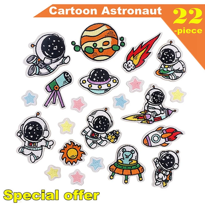 22 шт./упак. с космонавтом на заплата вышивки ткань Стикеры для DIY Футболка