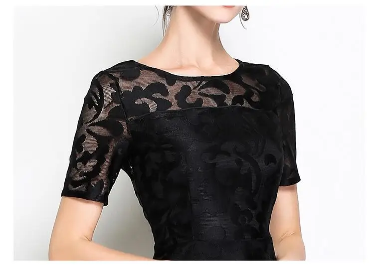 

2021 Summer New Temperament And Elegant Dress Women Fashion Slim And Thin Mid-Length Lace Big Dress