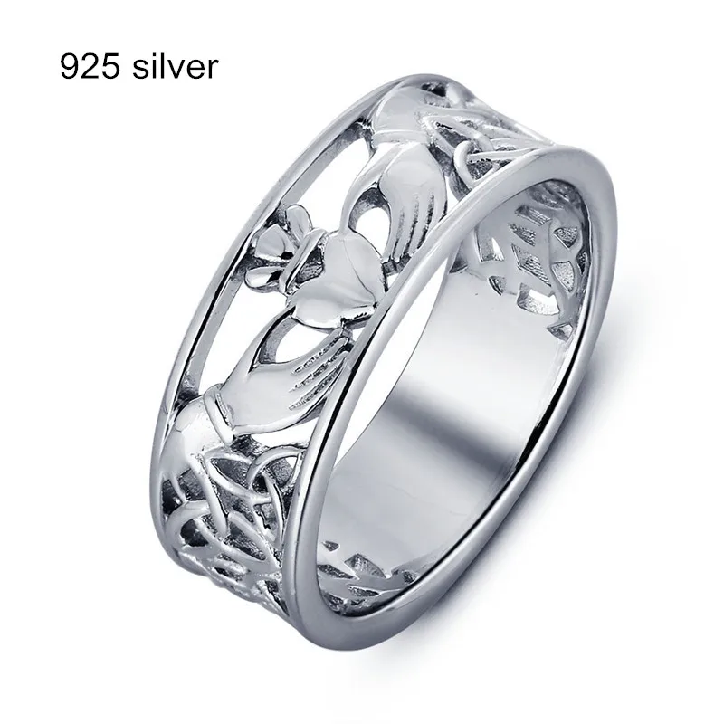 925 Sterling Silver Irlandese Claddagh Ring Per Le Donne A Mano Del Cuore di Amore Corona di Cerimonia Nuziale di Fidanzamento Zilver Anello best Amico anello R014S