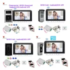 Беспроводной видеодомофон с замком 7 дюймов Водонепроницаемый дверной звонок Камера видео-телефон двери Система контроля допуска к двери разблокировка ночного