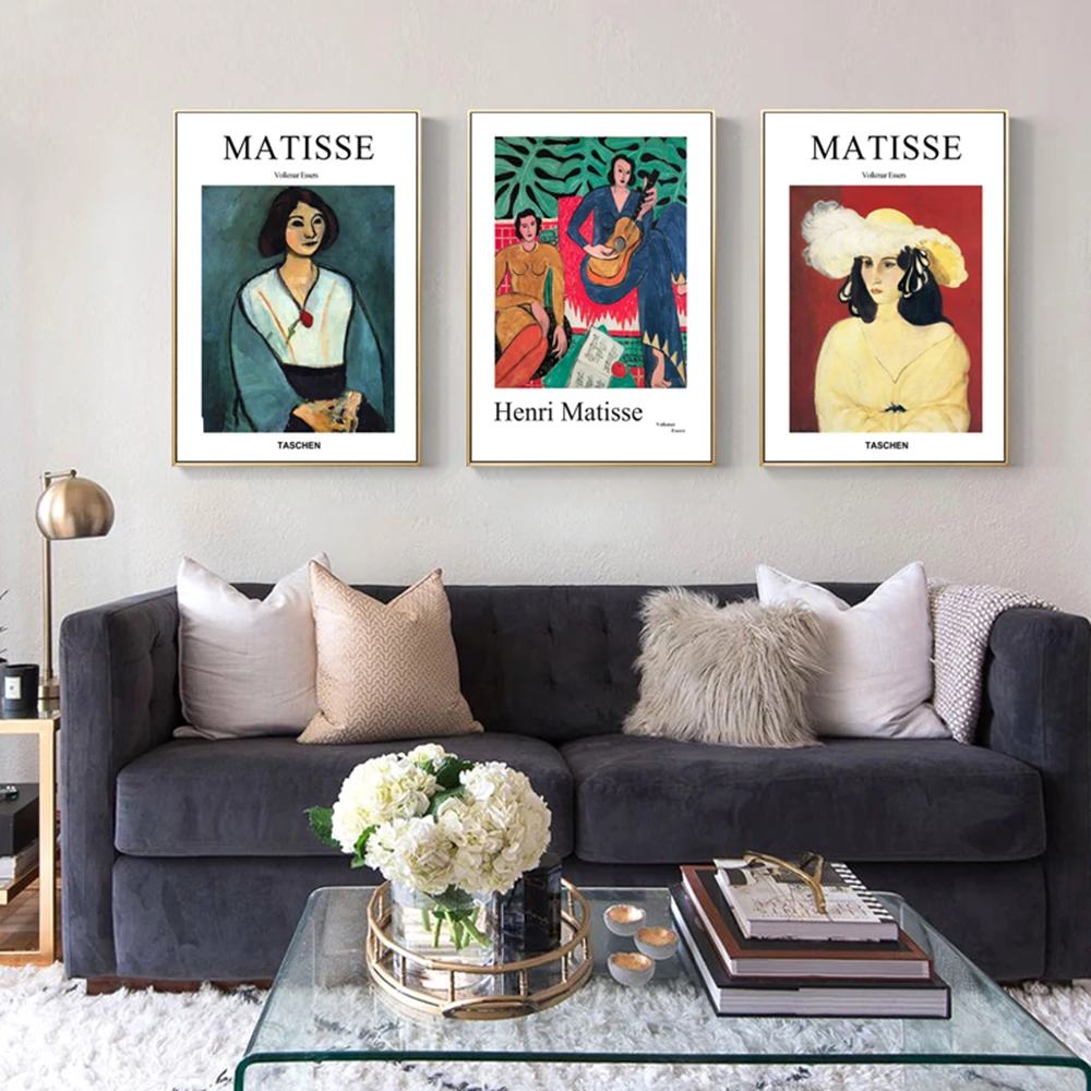 

French Henri Matisse Girl Canvas Painting Set Retro Posters And Prints Abstract Wall Art Pictures For Living Room Home Decor