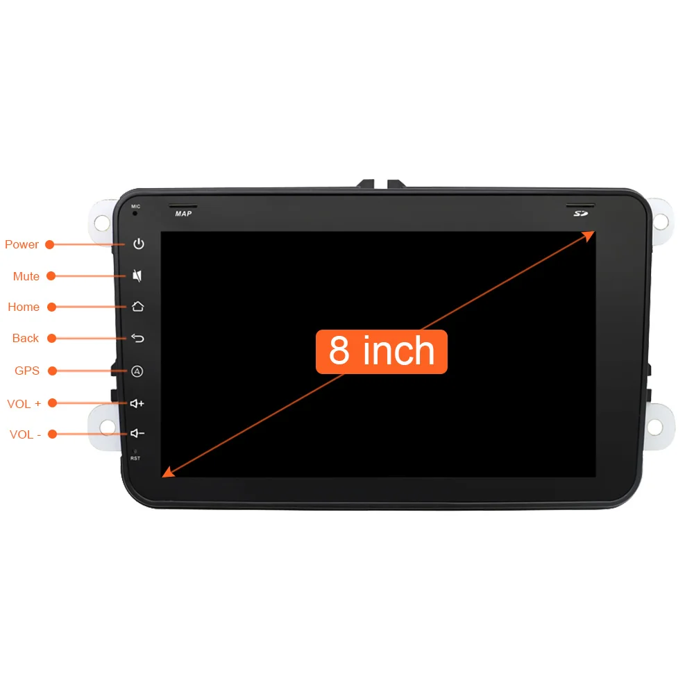 Eunavi 2 Din 8 дюймов Android 10 Автомагнитола стерео для VW JETTA GOLF MK5 MK6 GTI PASSAT B6 POLO SKODA Fabia gps