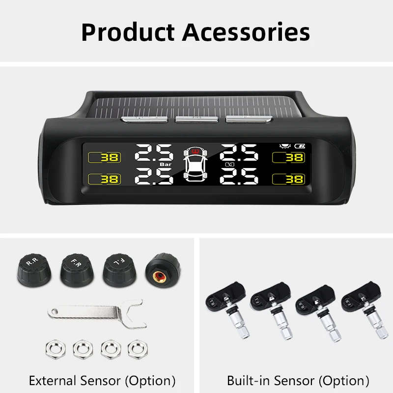 

Car TPMS Tyre Pressure Monitoring System Solar Power Digital LCD Display Auto Security Alarm Systems Tyre Pressure
