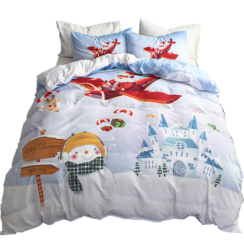 

Merry Christmas Santa Claus Happy Gift 3 D Digital Bed 3 sets Super Super Super Beautiful Children Fashion bed set