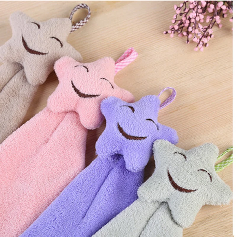 1 шт. висит милой улыбкой коралловые бархат Полотенца Кухня быстросохнущие