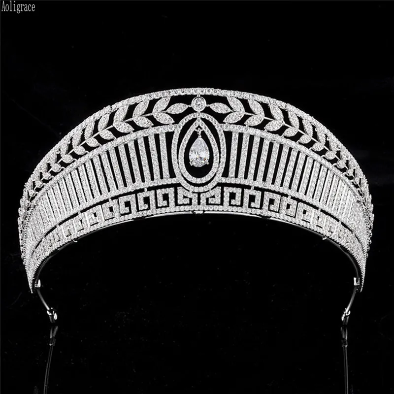 

CZ Zircon Spain Royal Queen Letizia Tiaras Crowns for Women Cubic Zirconia Wedding Pageant Quinceanera Bridal Hair Accessories