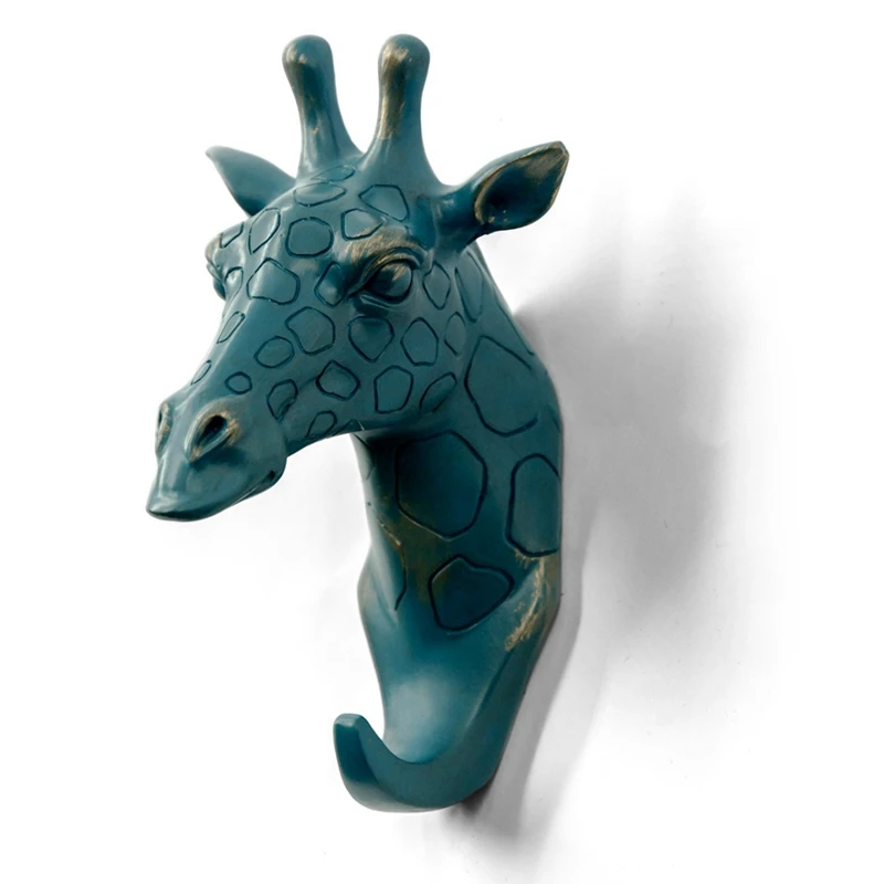 Giraffe Head Single Wall Hook Bronze with 5Pcs Love Heart Coat Hooks Cast Iron Mount Hat | Дом и сад