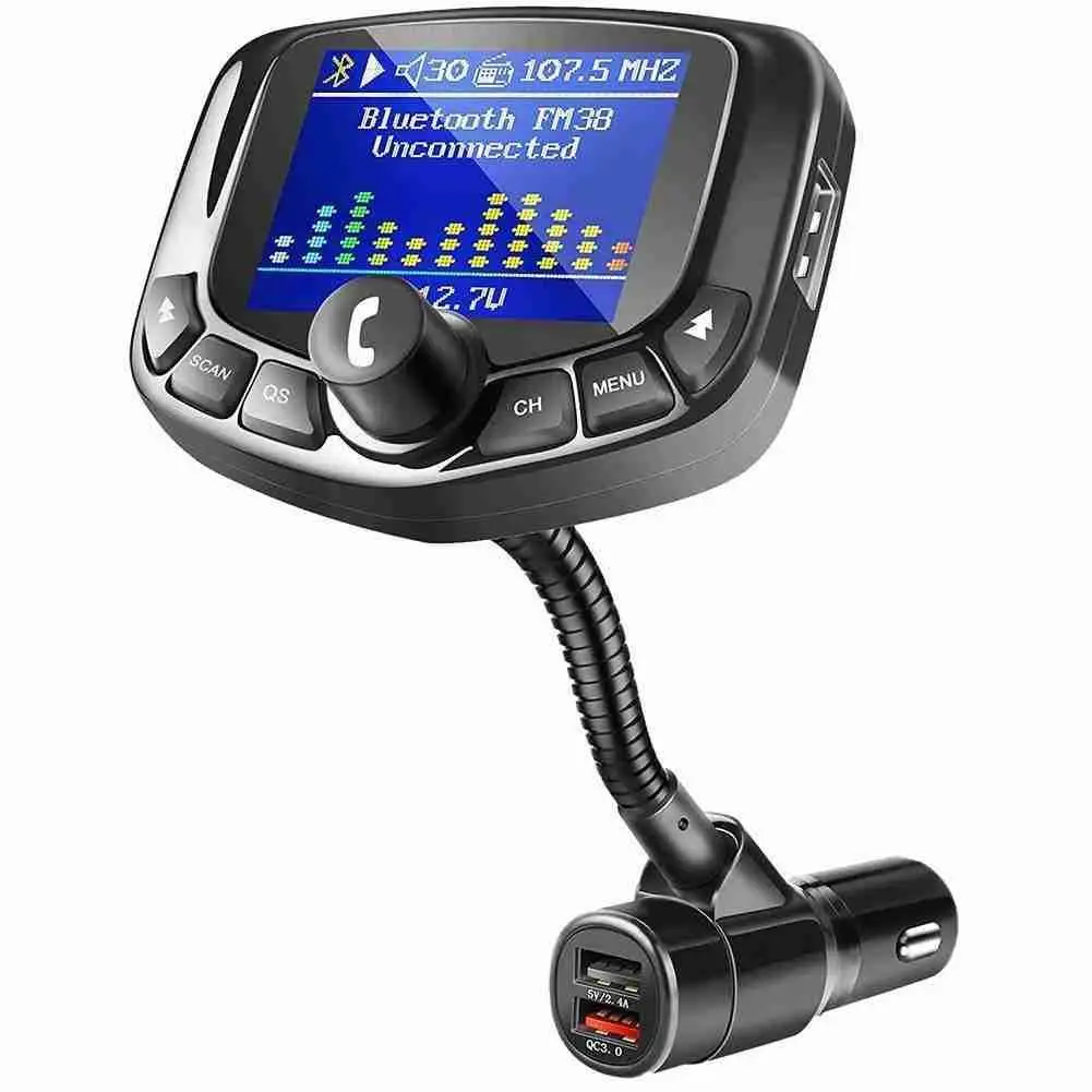 

1.8 Inch Color LCD Screen Professional Wireless Bluetooth Calling FM Transmitter USB Handsfree TF Aux Card Chargers 3 Play L9E8