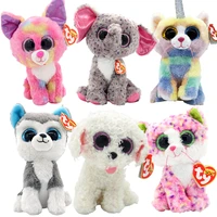 ty beanie boos big eyes unicorn fox cat penguin poodle owl plush stuffed animal super soft bedside toys doll gift for kids 15cm