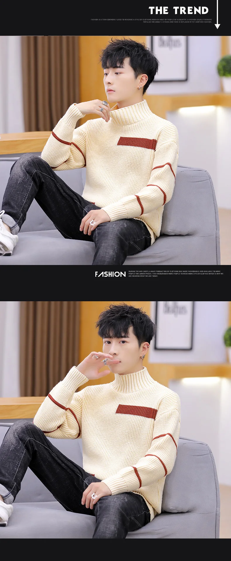 Winter High Neck Thick Warm Sweater Men Turtleneck Brand Mens Sweaters Slim Fit Pullover Men Knitwear Male clothes