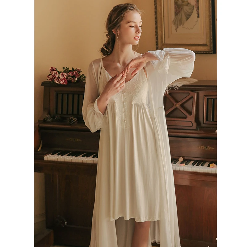 Роскошный халат комплект из двух предметов осенняя Пижама Женская домашняя