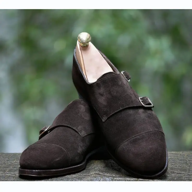 

Simple Men Fashion Fashion Spring and Autumn Suede Pointed Low Heel Buckle British Classic Comfortable Leisure Lefu Shoes HM142
