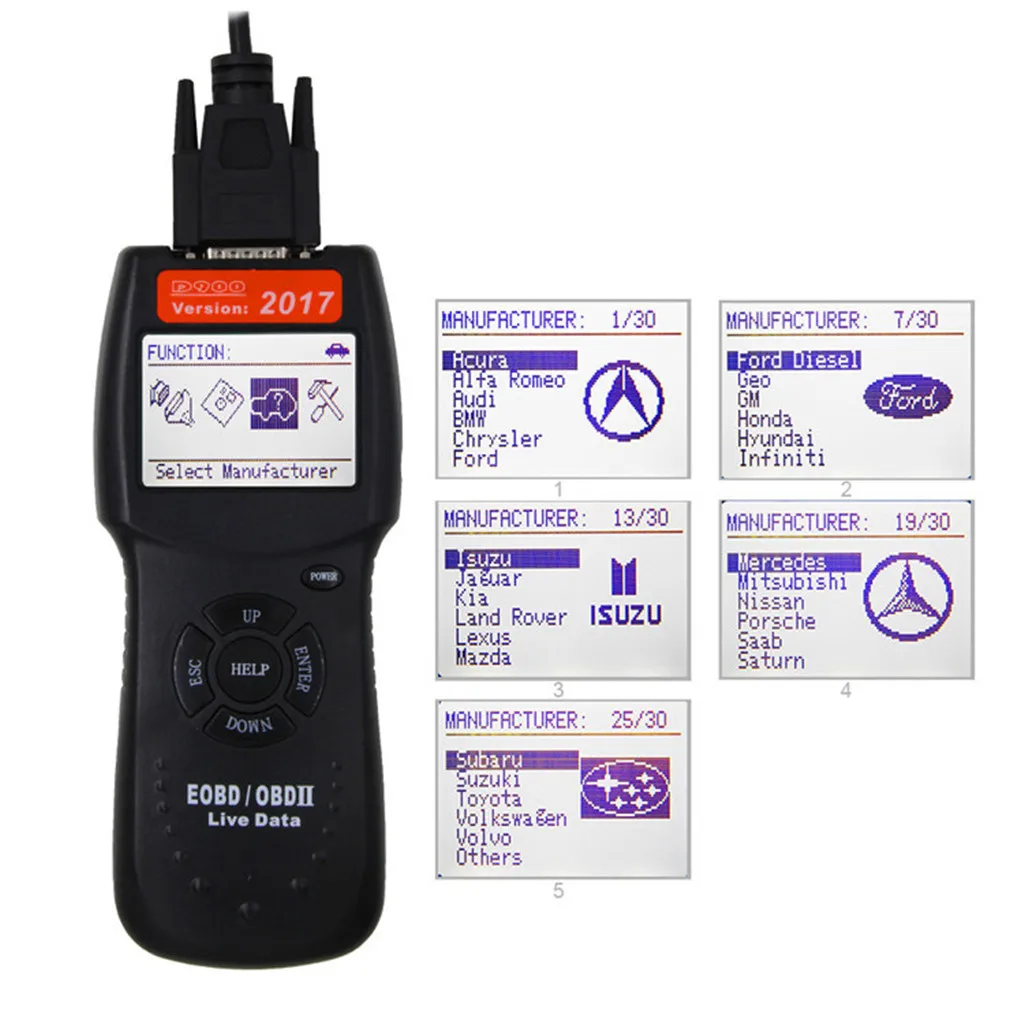 2017 6 D900 CANBUS OBD2 EOBD Live Data Сканер кодов ошибок диагностический инструмент