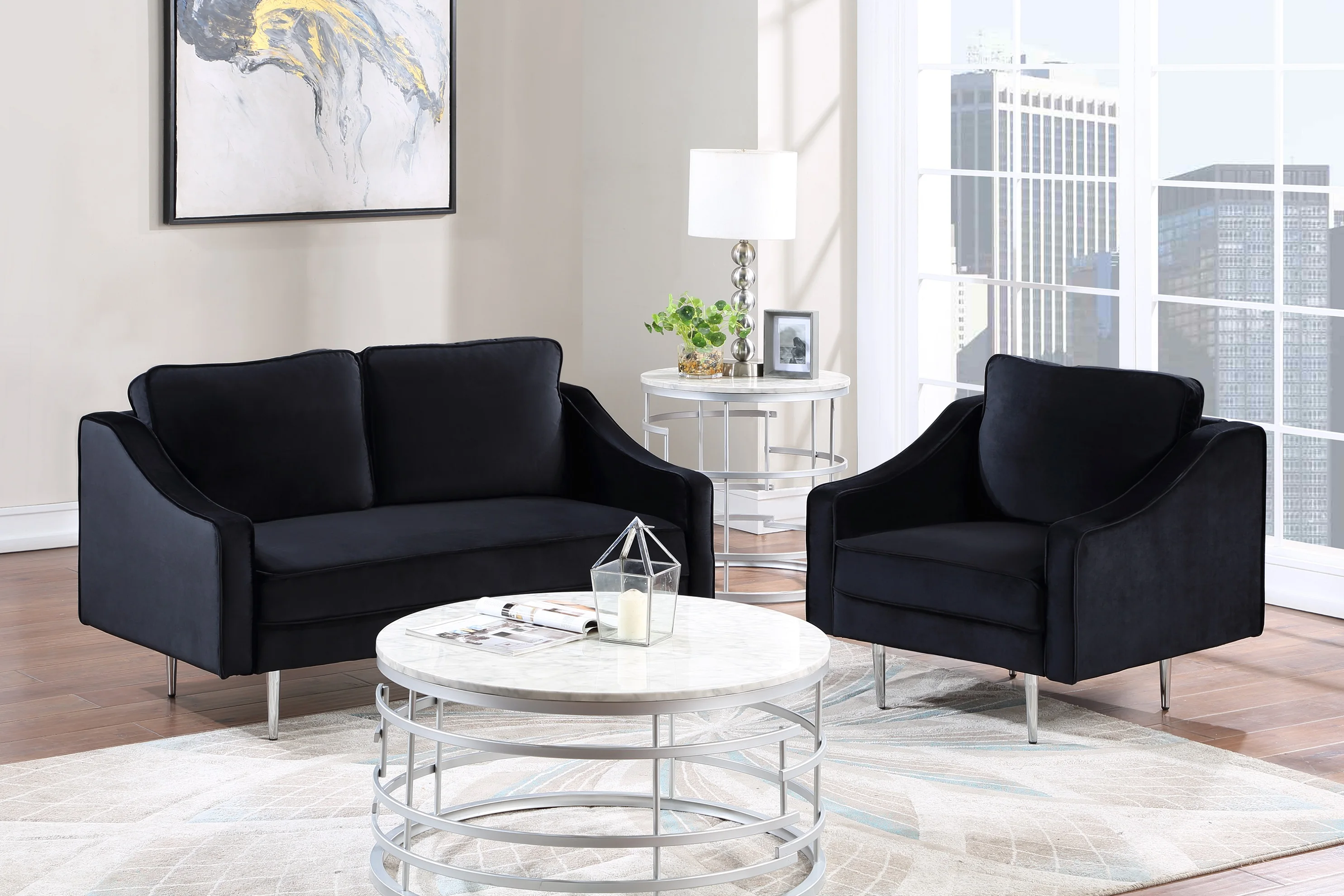 

Комплект диванов из 3 предметов, мебель в современном стиле, кресло с мягкой обивкой, кресла для хозяйки и три места для дома или офиса (1 + 2 ме...