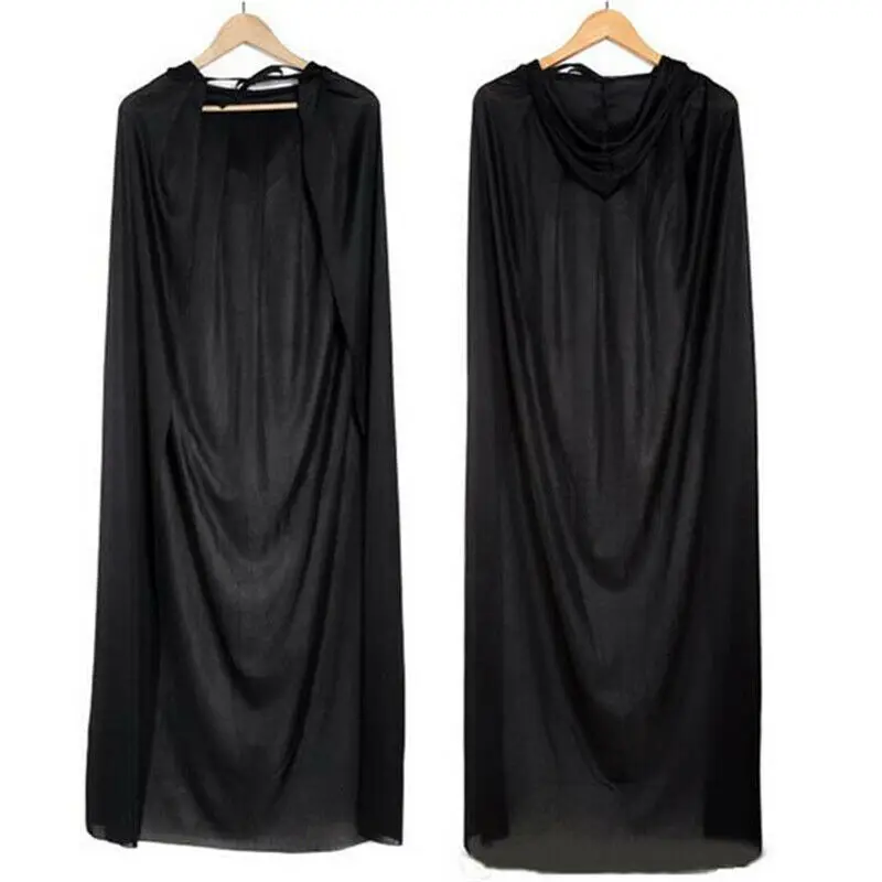 Halloween Hooded Cape Adult Death Cosplay Costumes Black Long Cloak Scary Witch Devil Role Play |