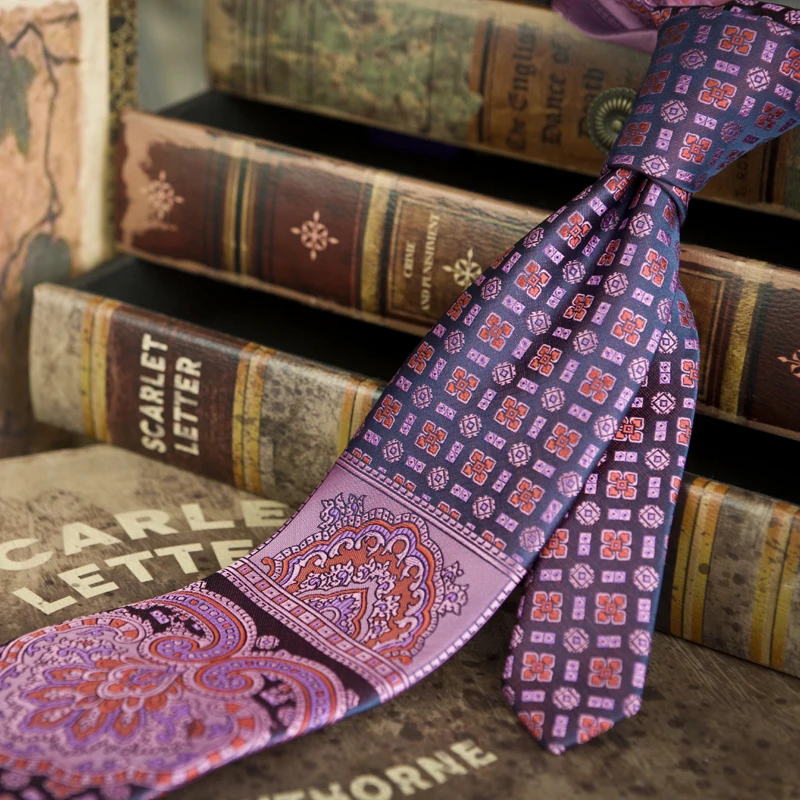 Мужской галстук из 100% шелка разноцветный коричневый золотой желтый темно синий