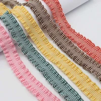 5 yards 25mm wavy edge plaid pleated elastic ribbon for diy crafts bow hair accessories gift box packing ribbons sewing fabric