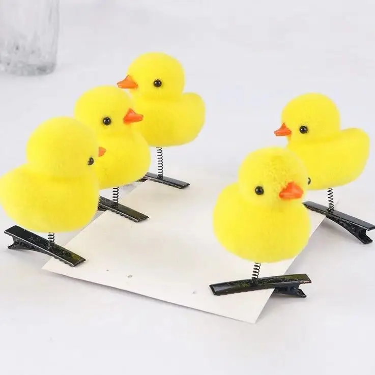 

2pcs Selling cute plush little yellow chicken hairpin headdress hair accessories