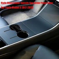 for tesla model 3 2017 2020 matte black abs center console cup holder panel cover trim